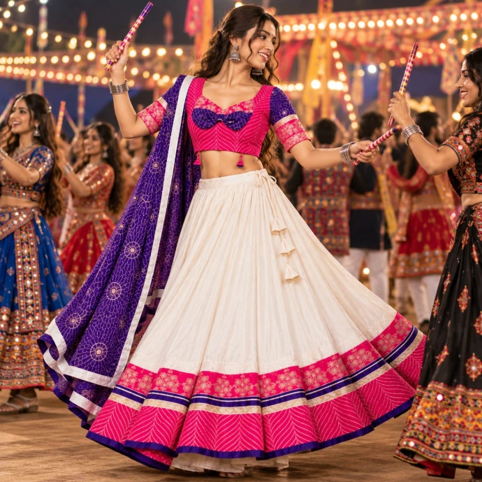 White Navratri Dress