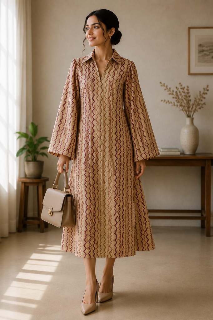 [NUL_0000001800083] NuLoom Beige Align Kurta (XS, Standard Size)