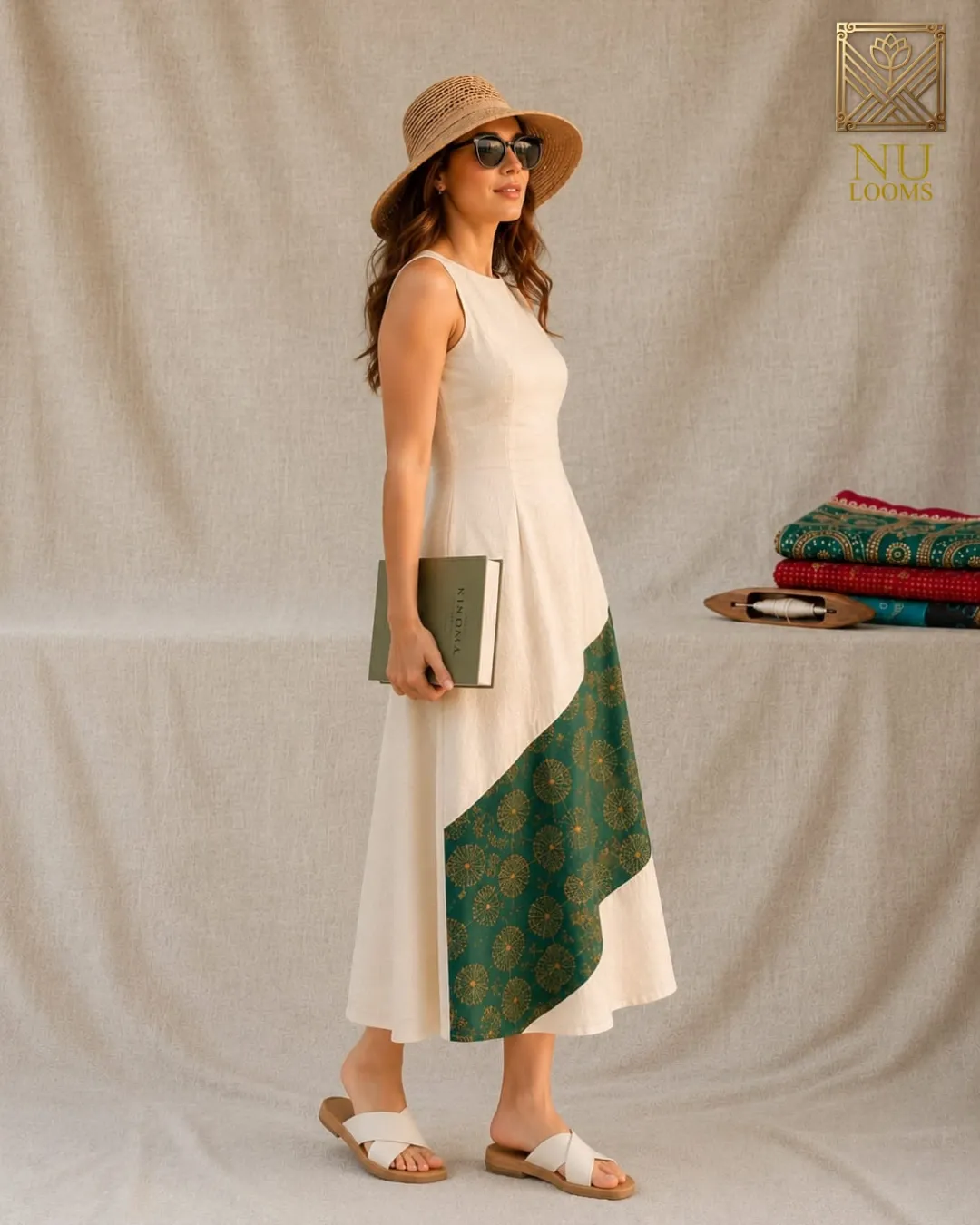 Midi Dress with Asymmetrical Ikat